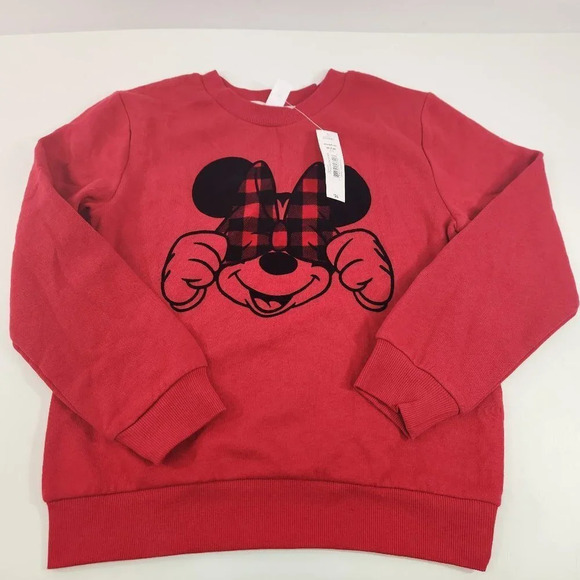 Joe Fresh Disney Kids Plaid  Mickey Mouse Sweatshirt Red NWT - Picture 1 of 6